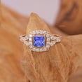 thumbnail image 5 of Princesss Blue Sapphire and Diamond Halo Gemstone Ring, Minimalast Jewelry, Anniversary Ring, Stacking Ring, Party Wear Jewelry, September Birthstone Ring, Promise Ring, 5 of 5