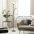 thumbnail image 5 of LED Floor Lamp for Bright Living Room Lighting, Dual-Head 27W/2000LM Main & 7W/350LM Side Reading Lamp, 3 Adjustable Colors with Remote & Touch Control, 5 of 6