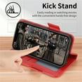 thumbnail image 5 of Allytechgroup Flip Case for iPhone 16 Pro, PU Leather Slim Fit Shell Cards Holder Kickstand Shockproof Anti-Scratch Corner Protective Wallet Case for iPhone 16 Pro, Red, 5 of 5