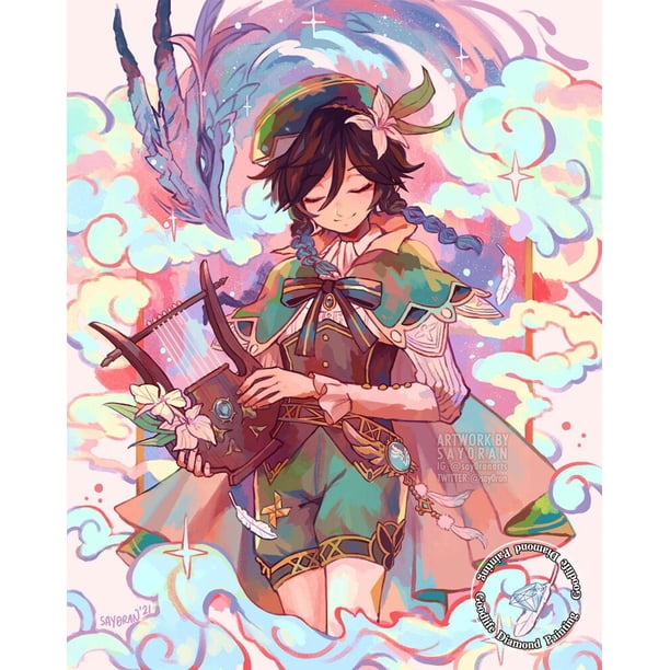 Pintura de diamantes 5D DIY Genshin Impact Yae Miko, mosaico de niña de dibujos animados, juego de punto de cruz, artesanía de fantasía, diamantes de imitación, decoración del hogar