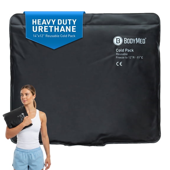BodyMed Heavy Duty Urethane Ice Pack for Injuries - Reusable Flexible Cold Therapy for Knee, Elbow, Shoulder and Back - Reduces Swelling, Bruising and Sprains - 14 x 12 Inches