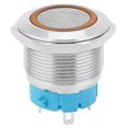 thumbnail image 1 of 2PCS 4 Pin Self Locking Push Button Switch Stainless Steel Housing IP65, 22mm Metal Switch for Ship Car Modification, with  Light, 1 of 7