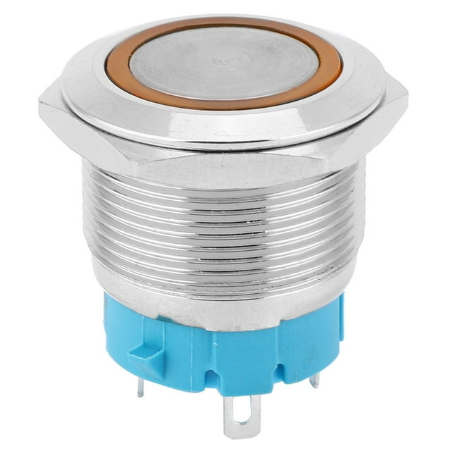 2PCS 4 Pin Self Locking Push Button Switch Stainless Steel Housing IP65, 22mm Metal Switch for Ship Car Modification, with Light