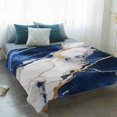thumbnail image 4 of Marble Navy Blue Blanket Soft Cozy Warm Throw Blanket for Couch, Plush Fuzzy Flannel Fleece Blankets for Sofa, Abstract Gold White Brick Stone Motif Bed Blankets Lightweight Gifts for Women, 40"x60", 4 of 9