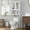 White, variant on Over The Toilet Storage Cabinet, Bathroom above The Toilet Rack, Bathroom Adjustable Shelf Organizer with Open Bottom Bar and Anti-Tip Device, White