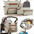 thumbnail image 2 of Diaper Bag 6 pieces set nappy tote bag large capacity for baby mom dad Travel Bag Newborn Nappy Bag with Changing Pad, 2 of 7