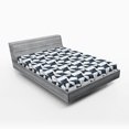 thumbnail image 2 of Ambesonne Marine Fitted Sheet, Ramp Fish Pattern Sea Back, California King, White Dark Petrol Blue, 2 of 5