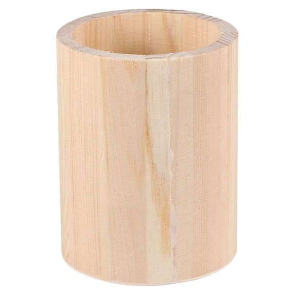 FOMIYES Khaki Wooden Desk Pen Holder with Simple Design, Spacious 5.9 Inch Organizer for Office and Home Use