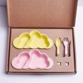 thumbnail image 4 of Serving Bowl Children's Bowl Bamboo Fiber Baby Cloud Tableware Set Children's Plate Baby Bowl Spoon Complementary Food Bowl for Pasta Salad Ice Cream (Color : Blue), 4 of 5