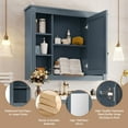 thumbnail image 3 of GZXS Wall-Mounted Wooden Medicine Cabinet with Single Mirror Door, Adjustable Interior Shelf & 6 Open Compartments, MDF Wall Cabinet for Bathroom/Bedroom/Living Room, Blue, 3 of 7