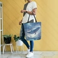 thumbnail image 4 of FORMRS Womens Canvas Tote Bag with Zipper Inner Pocket Shoulder Handbag, Night Floating Whale, 4 of 7