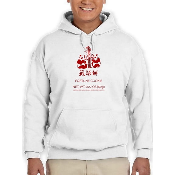 Smartprints Mens Graphic Hoodie White - Fortune Cookie Pandas Cotton Blend Classic Fit