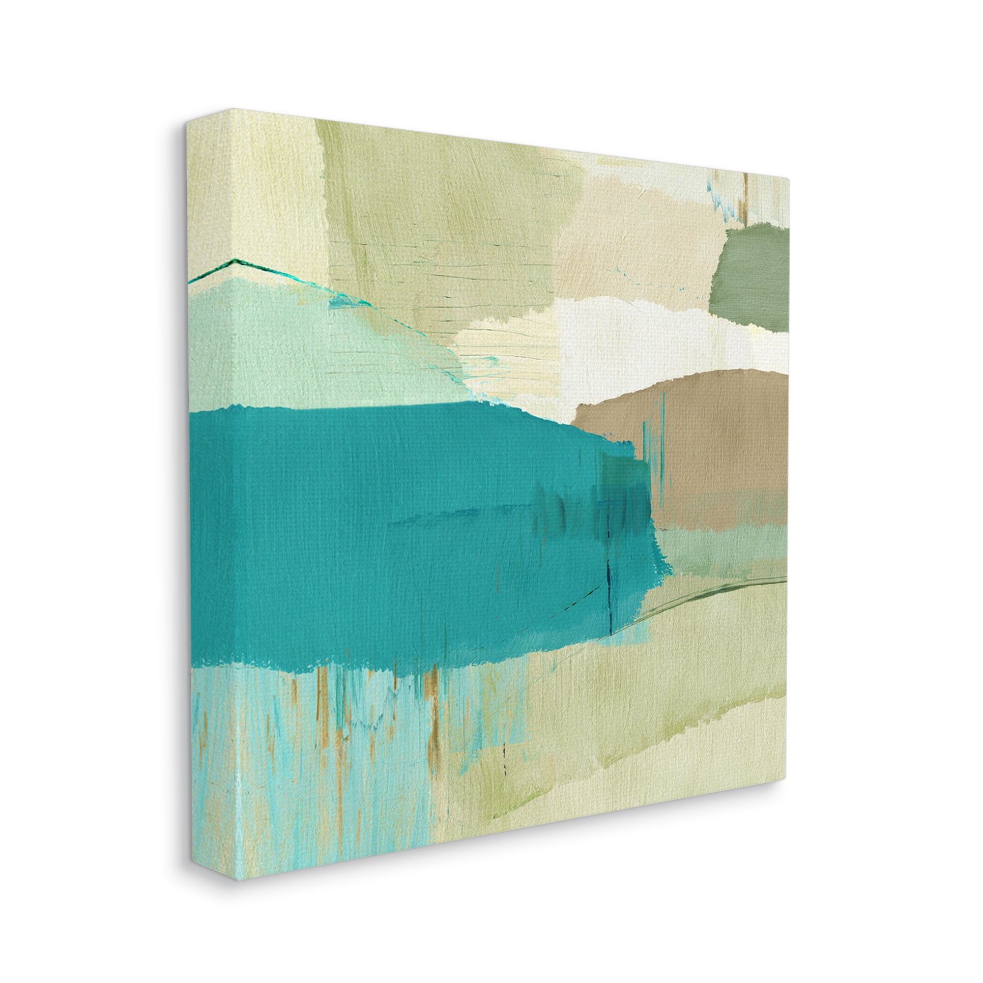 Stupell Industries Green & Blue Abstraction Abstract Painting Gallery Wrapped Canvas Art Print Wall Art, 36 x 36