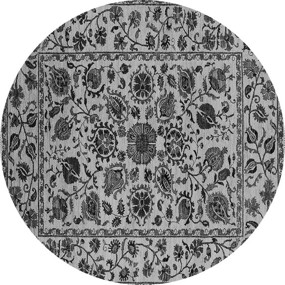 Ahgly Company Indoor Round Oriental Gray Industrial Area Rugs, 6' Round