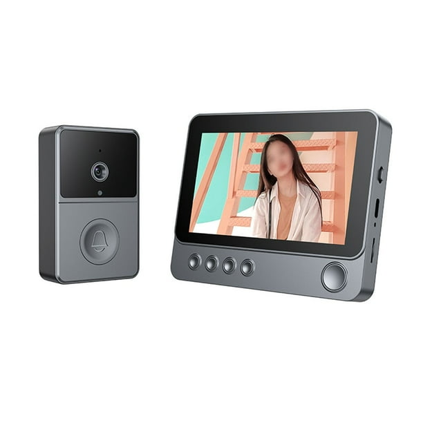 Timbre de video inalámbrico dúplex con pantalla intercomunicador bidireccional timbre sin perforaciones