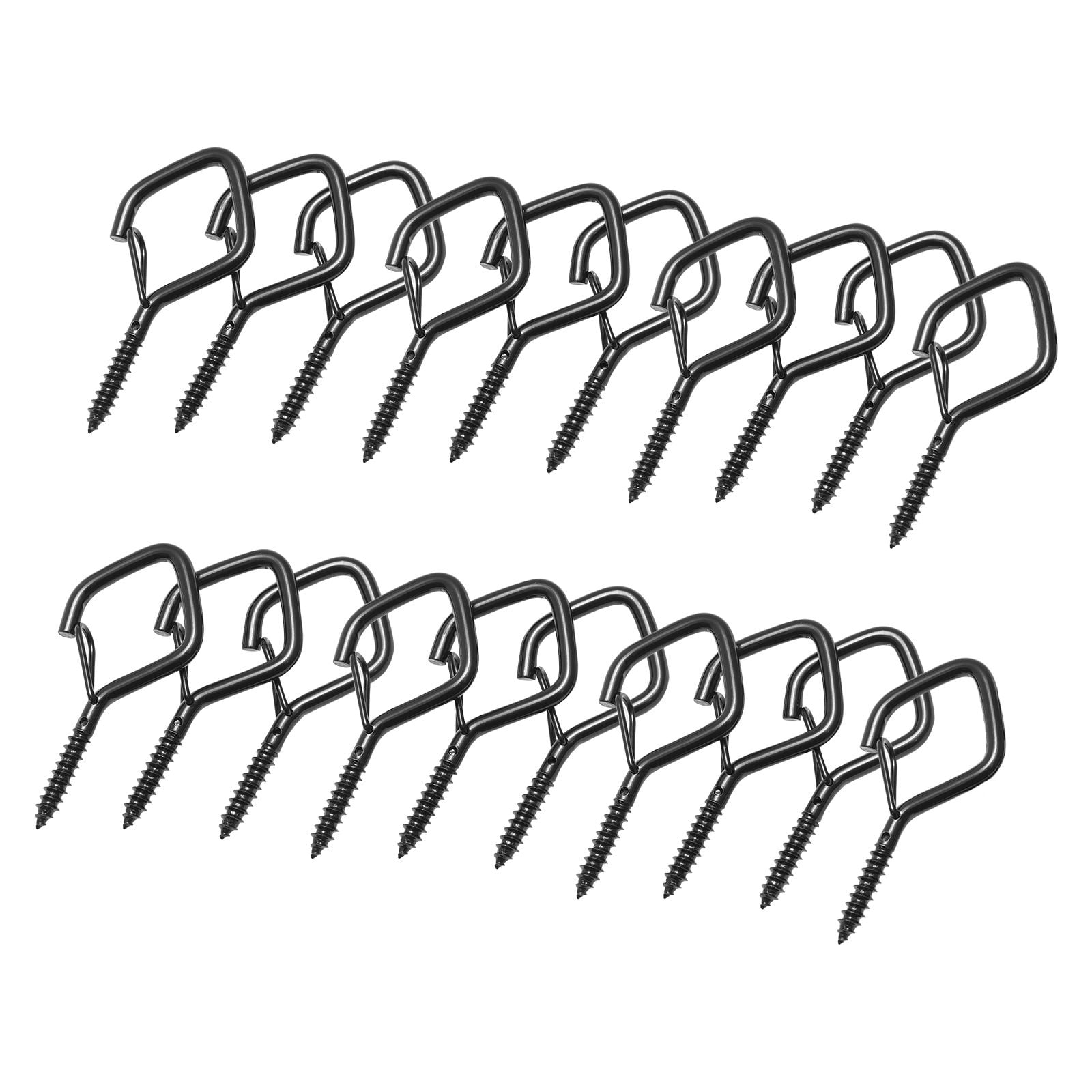 20 PCS Q-Hanger Hooks, 2.17 in Q Hanger String Light Hooks Outdoor, Heavy Duty Outdoor Screw Hooks with Security Buckle, for Hanging Outdoor String Lights, Christmas Lights, Cups, Decors (Black)