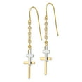 thumbnail image 2 of 14k Two Tone Gold Chain Drop Dangle Cross Shepherd Hook Earrings Religious, 2 of 7