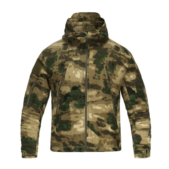 WREESH Fashion Winter Jacket Men Camouflage Zipper Sports Fall and Winter Long Sleeve Hooded Casual Outwear Jackets Camouflage