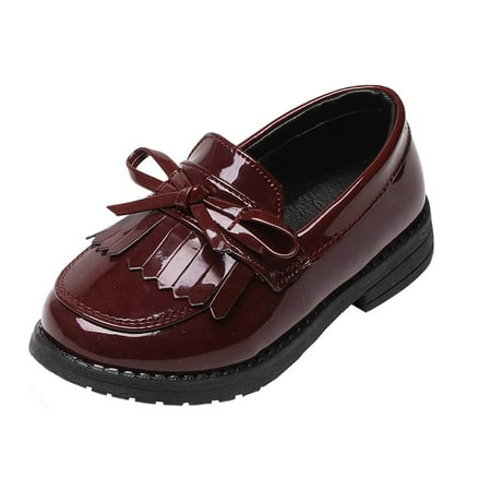 Yiomxhi Children s Formal School Uniform Shoes  Breathable Leather Flat Shoes for Boys and Girls  Children s Lace Free Loafers.