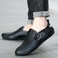 thumbnail image 6 of Mens Breathable Casual Shoes Comfortable Leather Loafers Outdoor Hiking Driving Shoes Lightweight Non-slip Black 10 US, 6 of 7