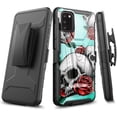 thumbnail image 1 of DALUX V Hybrid Kickstand Holster Phone Case Cover Compatible with Alcatel TCL A3X / TCL A600DL (2021) - Teal Skull Romance, 1 of 3