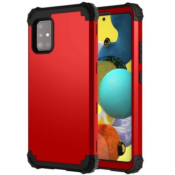 Case for Samsung Galaxy A71 5G (6.7-inch),Shockproof Rubber 3-Layer Protection Hybrid Hard Back Phone Case Cover without Screen Protector,Red