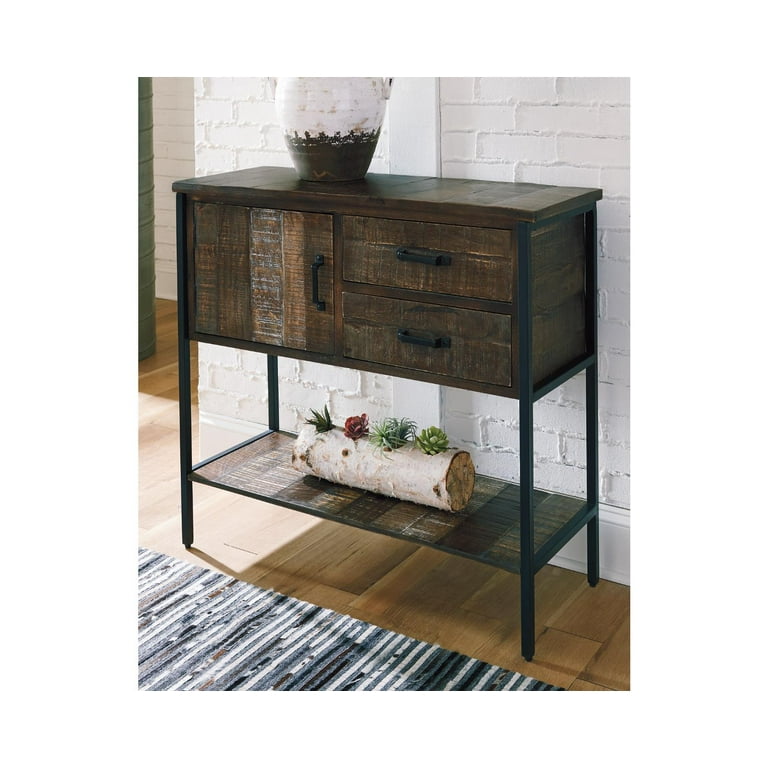 Signature Design by Ashley Lamoney Gray White Brown Accent Cabinet