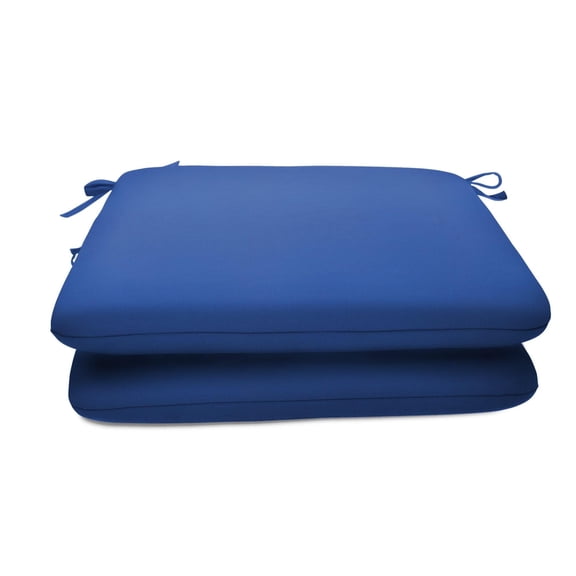 Casual Cushion Outdoor Chair Cushion, Sunbrella Fade & Water Resistant for Patio Dining Chairs, Kitchen & Porch Benches, 18"W x 18"D, 2" thick, Reversible, Canvas True Blue