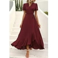 thumbnail image 3 of PRETTYGARDEN Women's Summer Maxi Dress Casual Wrap Floral Boho Short Sleeve V Neck Split Ruffle Beach Long Dresses, 3 of 8