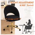 thumbnail image 5 of Furniliving Modern Rolling Mid-Back Armless Office Chair Swivel Upholstered Task Chair Open Curved Vanity Chair for Living Room Bedroom, Black, 5 of 10
