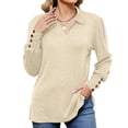 thumbnail image 5 of Button Loose-fitting Sanding T-shirt Top For Women, 5 of 6