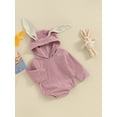 thumbnail image 3 of Suealasg Baby Girls Boys Easter Clothes Infant Corduroy Romper Cute 3D Rabbit Ear Long Sleeve Hooded Jumpsuit, 3 of 8