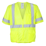Ironwear 1294 Class 3 Polyester Mesh Safety Vest w/ Zipper & 6 Pockets
