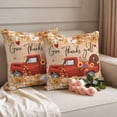thumbnail image 2 of Red Truck Fall Outdoor Waterproof Pillow Covers, Thanksgiving Botanical Pumpkins Leaves Decorative Square Throw Pillowcase Sofa Cushion Sham for Patio/Couch/Chair, 18"x18" 2 Pack, 2 of 8