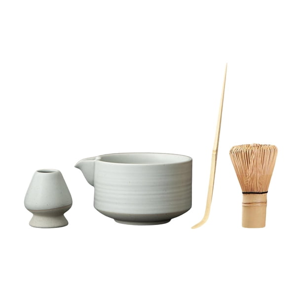 Juego de Matcha, batidor de bambú para matcha, juego completo de herramientas para hacer té, juego de utensilios para matcha Blanco