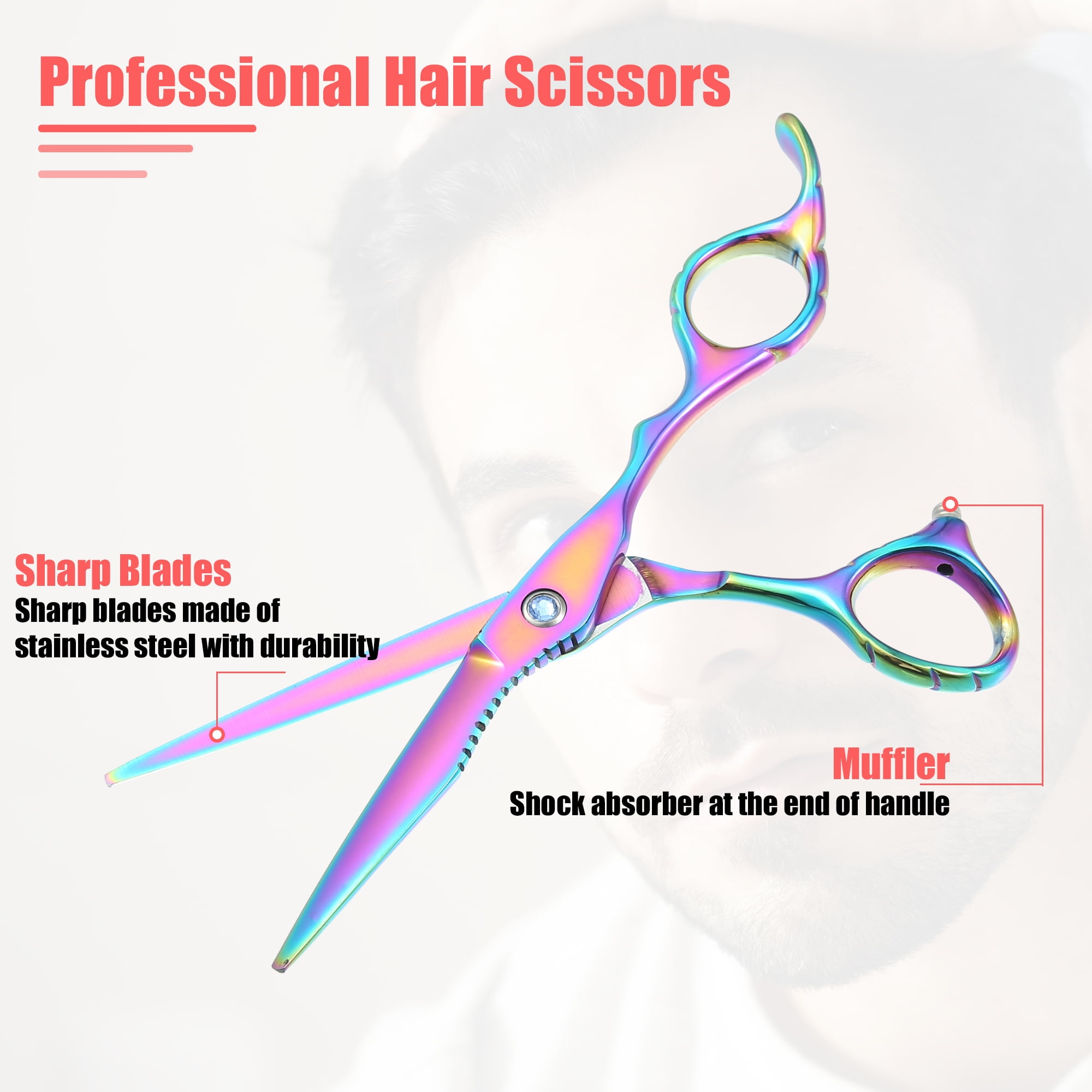 Unique Bargains Hair Cutting Scissors 6.5" Barber Scissors Hair Cutting Shear Multicolor