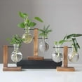 Plant Terrarium with Wooden Stand,Air Planter Bulb Glass Vase Metal