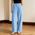 thumbnail image 5 of LIaqionyy Women Pants Elastic Waist Casual Wide Leg Lightweight Sweatpants Trousers Fashion Outfits with Pockets, 5 of 8