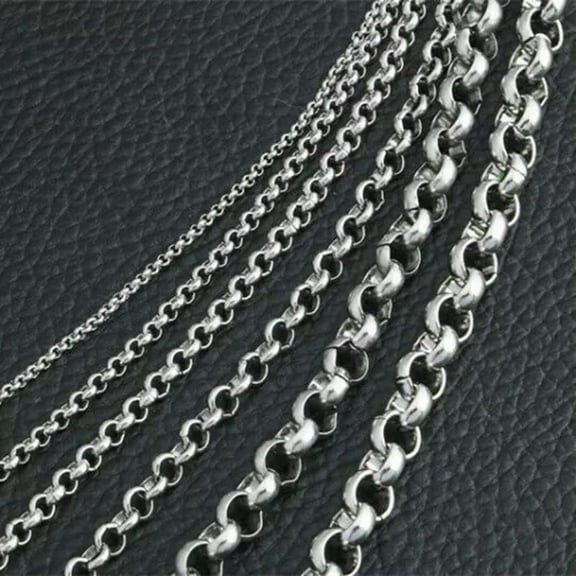 2/2.5/3/4/5/6mm 316L Stainless Steel Women Men Round Rolo Chains 20-32''