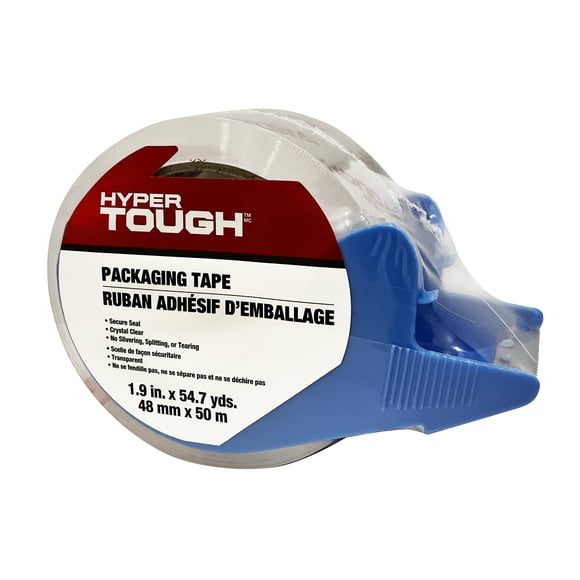 Hyper Tough Crystal Clear Packing Tape with Tape Dispenser, 1.88in x 54.7yd.