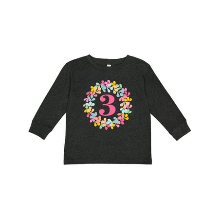 

Inktastic 3rd Birthday Flower Wreath 3 Year Old Girl Gift Toddler Toddler Girl Long Sleeve T-Shirt