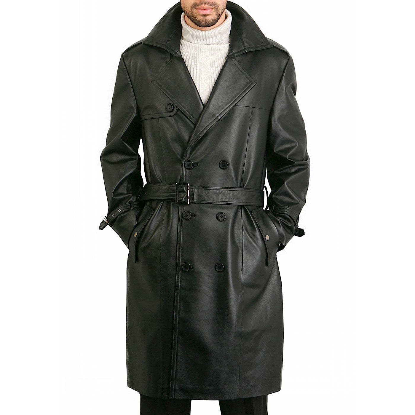 BGSD - BGSD Men's Xander Classic Leather Long Trench Coat (Big & Tall ...