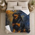 thumbnail image 5 of Rottweiler Dog Portrait With Navy Gold Abstract Background Dignified Painterly Art Flannel Blanket For Dog Fans, Soft Cozy Home Decor For Bedroom Living Room Birthday Gift, 5 of 9
