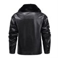 thumbnail image 7 of Men's Winter Plus Velvet Leather Jacket with Solid Color Design, Casual Style for Cold Weather Outings, Holiday Events, and Everyday Wear,Black,L, 7 of 7