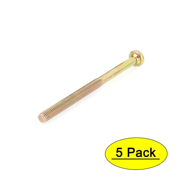 Uxcell M6 x 90mm Male Thread Hex Socket Head Cap Screws Bolts Bronze Tone (5-Pack) Metal