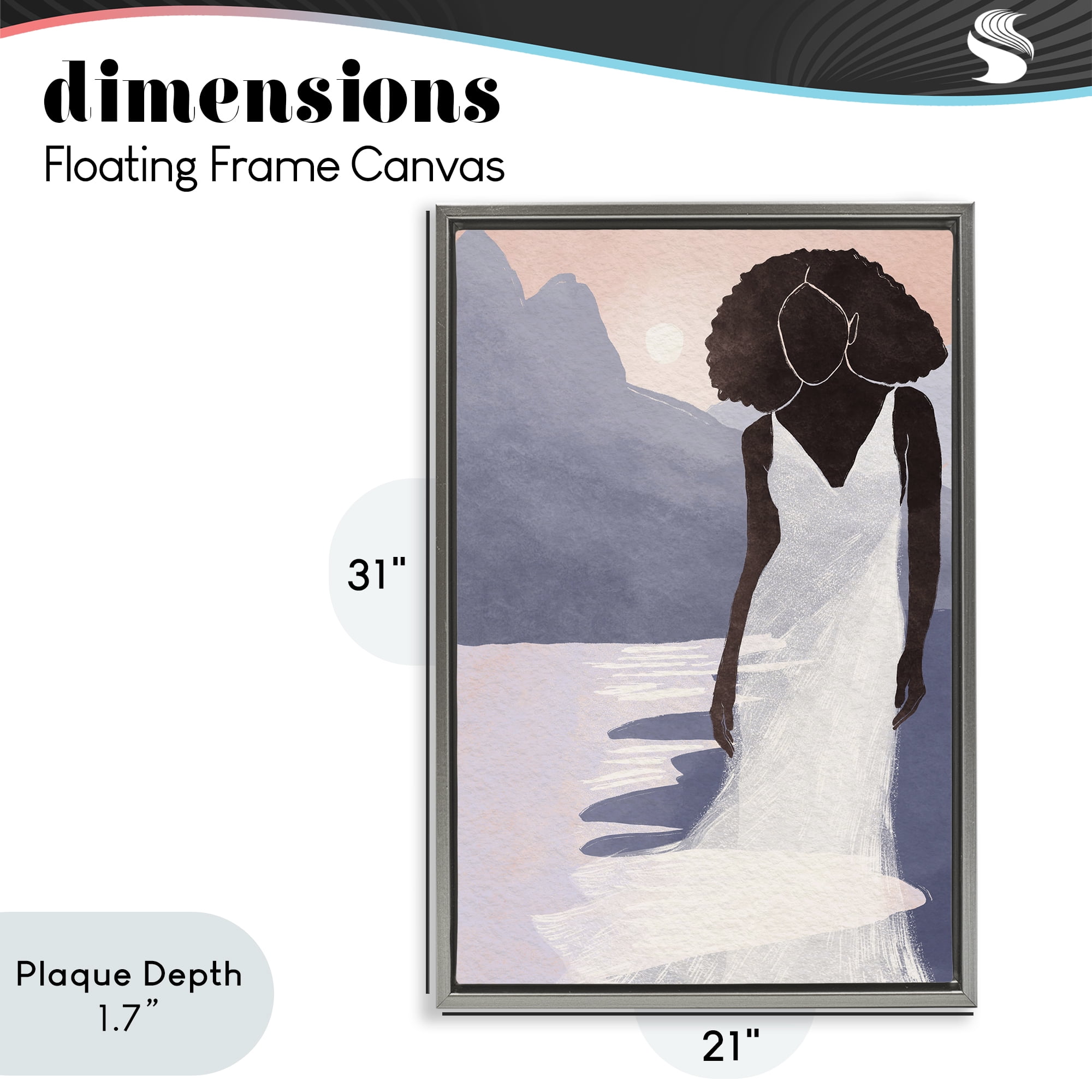 Stupell Industries White Gown Silhouette at Sunset Gray Framed Floater Canvas Wall Art, design by Yuyu Pont
