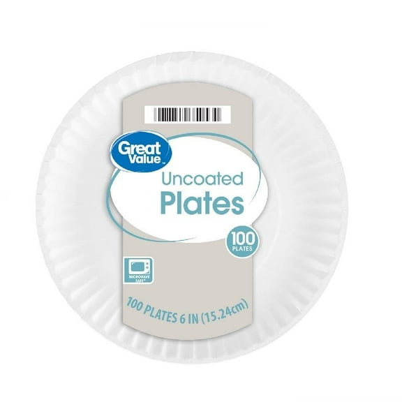 Platos desechables Great Value 6 pulgadas 100 pzas