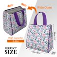 thumbnail image 3 of Pioneer Flower Floral Print Pattern Insulated Lunch Bag for Women & Adults,Large Portable Soft Cooler Lunch Bag,Thermal Food Storage Tote with Pearl Cotton,8.66L,8.75x5.75x9.5 Inch, 3 of 6
