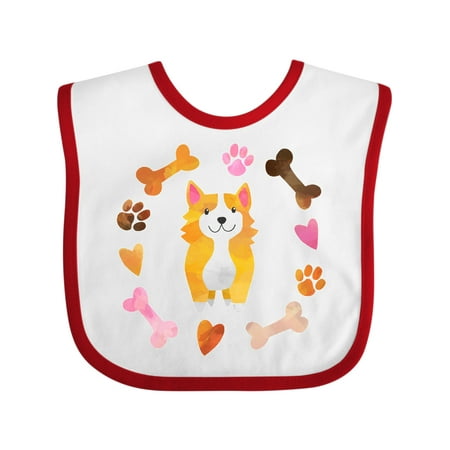 

Inktastic Cute Corgi Puppy Valentine with Hearts and Bones Gift Baby Boy or Baby Girl Bib