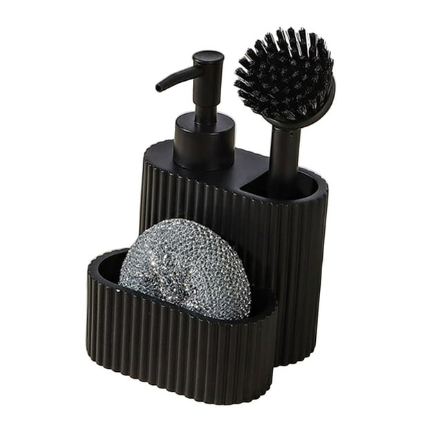 Dispensador de jabón para platos 3 en 1, organizador de encimera, fácil de usar, multifuncional, duradero, práctico, con bomba de líquido, contenedor
